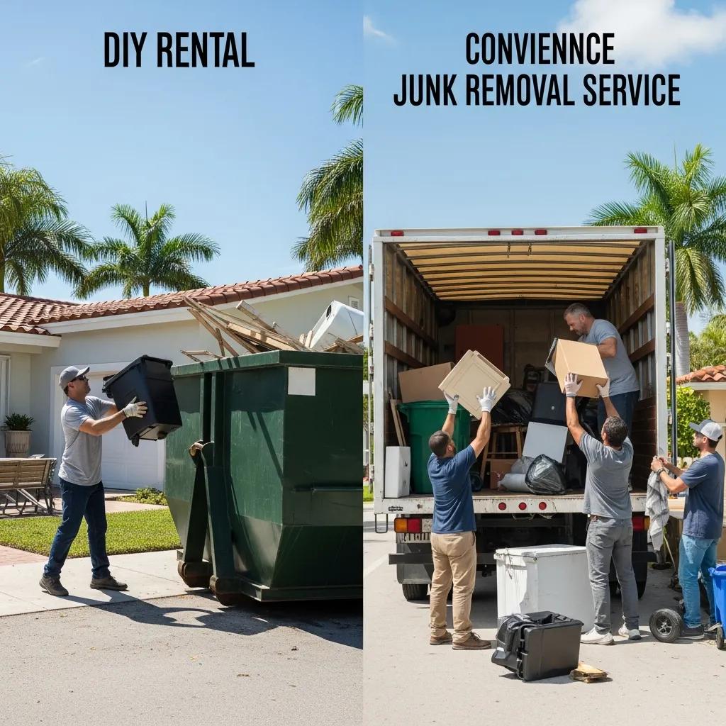 Visual representation of cost-effectiveness in dumpster rental versus junk removal services